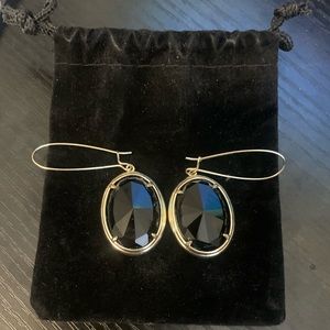 Kendra Scott black gold large teardrop earrings